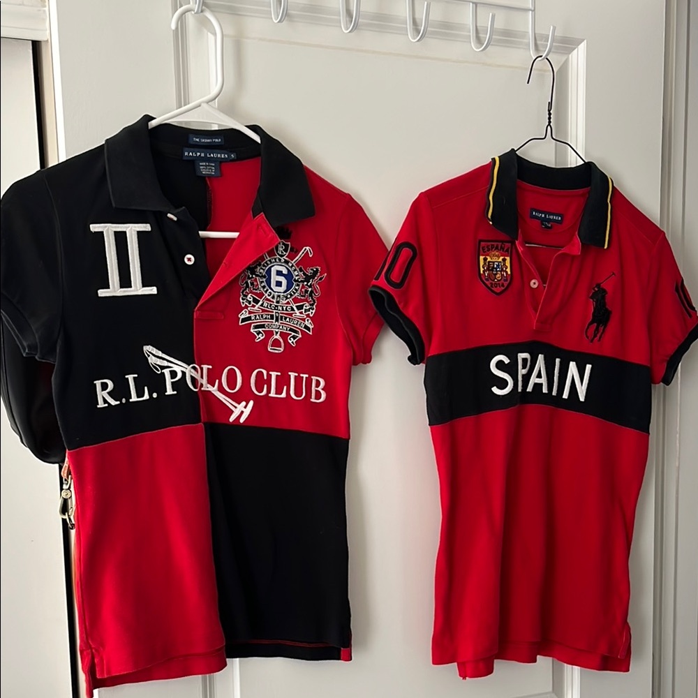 Ralph Lauren Red & Black Polos rugby Spain & NY Polo Club Crest Small